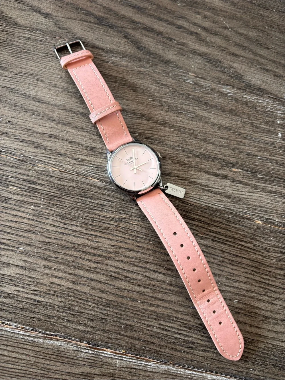 COACH Women's Ruby Quartz Watch - Blush Pink Silver Tone 32mm EUC